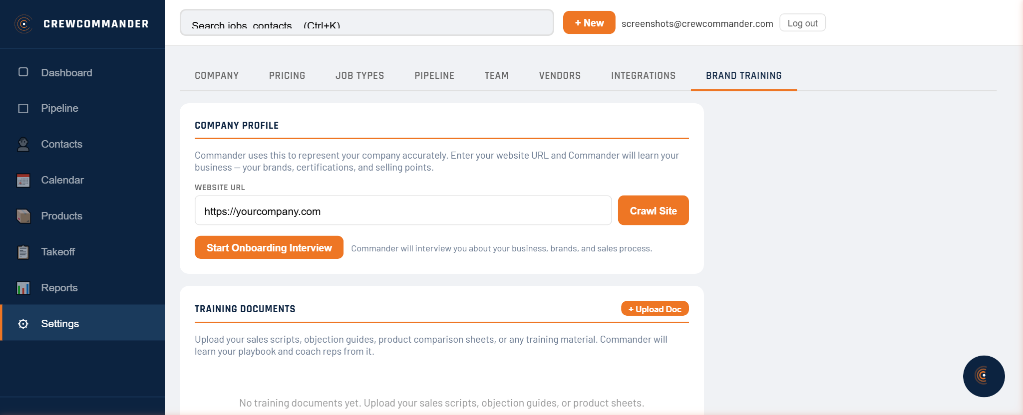 Settings screen showing integrations, pipeline stage editor, and team management